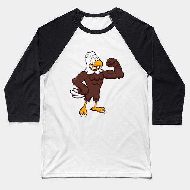 Strong Eagle Character Baseball T-Shirt by TheMaskedTooner